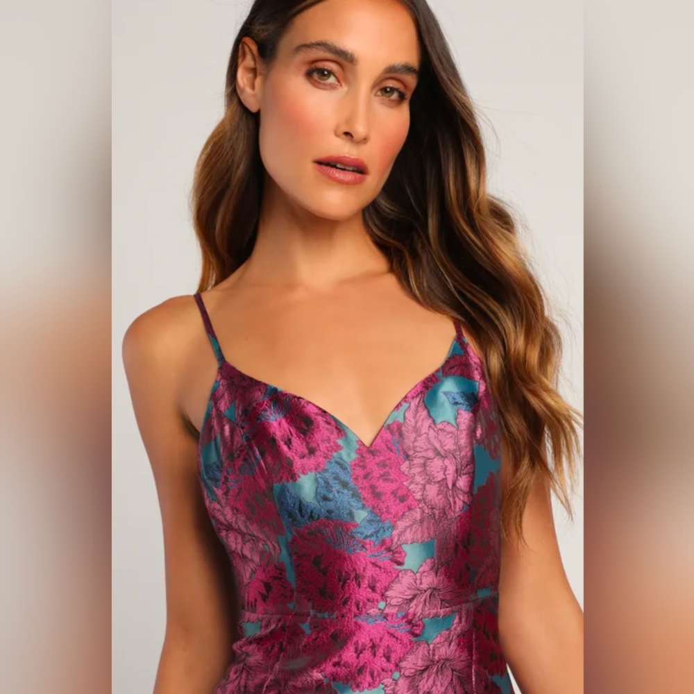 Feelings Bloom Purple Multi Floral Print Sleeveless Midi Dress Lulu's Size M